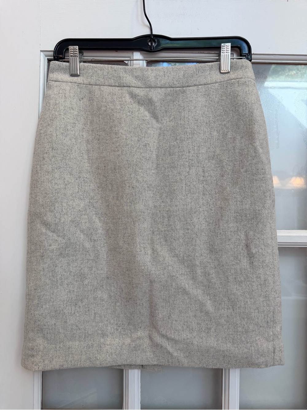 J. Crew Mercantile Chic Double Serge Wool Blend Pencil Skirt Size 0 Dove Gray